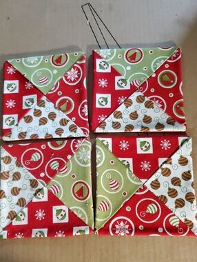 Holiday Fabric Coasters Set - Red & Green Christmas Pattern